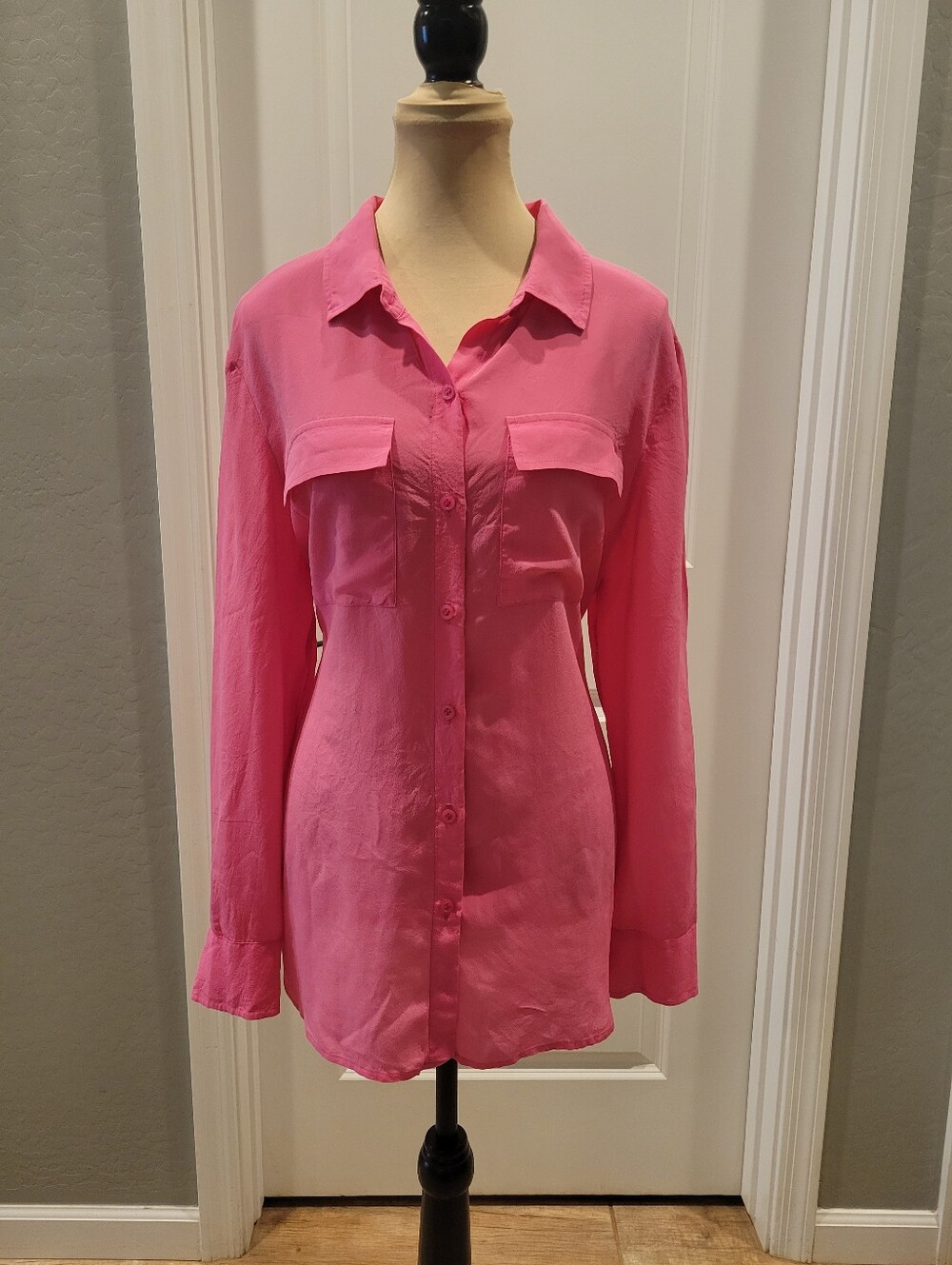 Victoria's Secret Hot Pink Button-Up Blouse